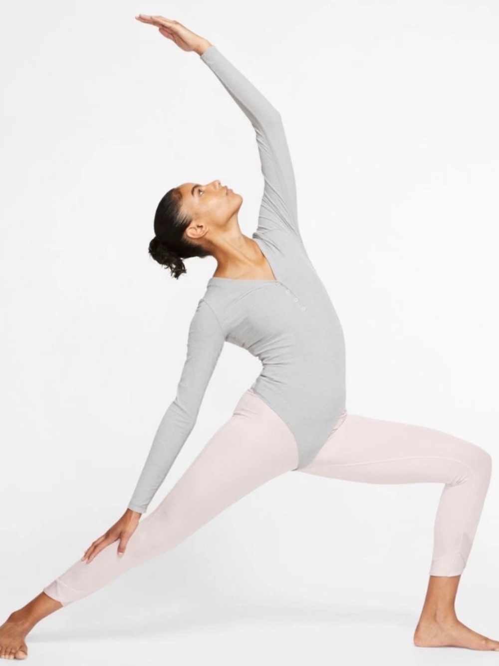 Nike Yoga Dri-FIT Ribbed Long Sleeve Bodysuit Gray NWT Size S